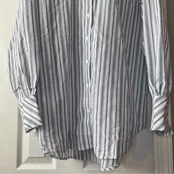 New Commense Gray Striped Shorts Set S US 6 Long Sleeves Pockets Oversized NWT - Picture 3 of 16